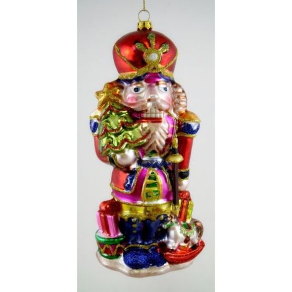 Festive Nutcracker Trimmed Holiday Tree Christmas Ornament Set of 2 - Picture 4 of 8
